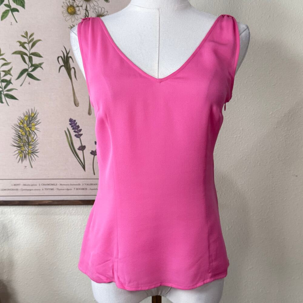 Escada Bright Pink Silk Lightweight Tank Top Whimsy Fairy Y2k Femme Dainty S 34